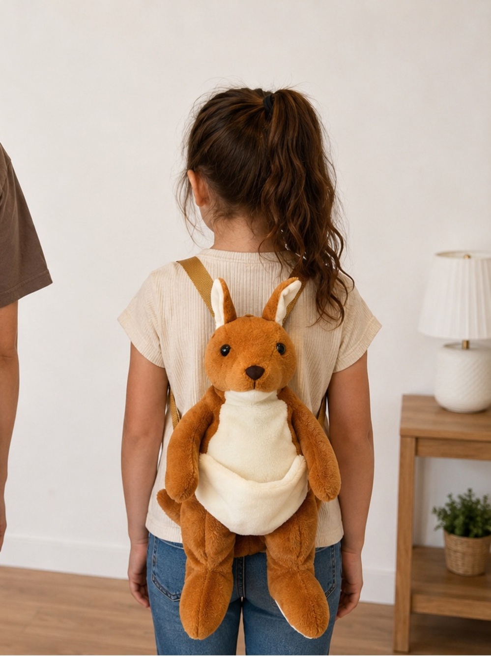 Plush Kangaroo Backpack for Kids - Brown